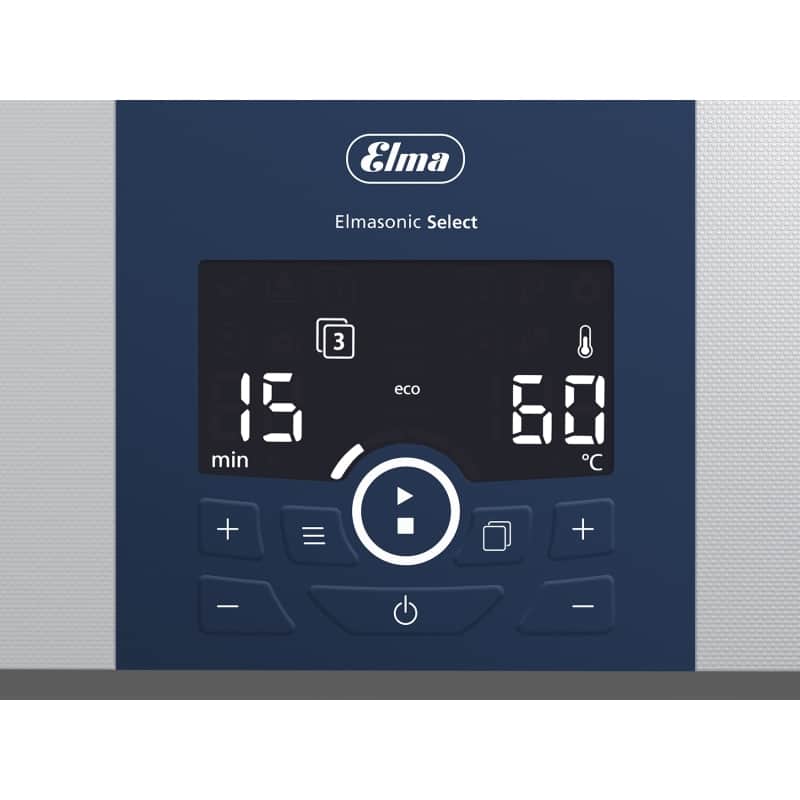 zoom interface/ panneau de commandes nettoyeur ultrasons ELMASONIC SELECT30 1.6 Litres