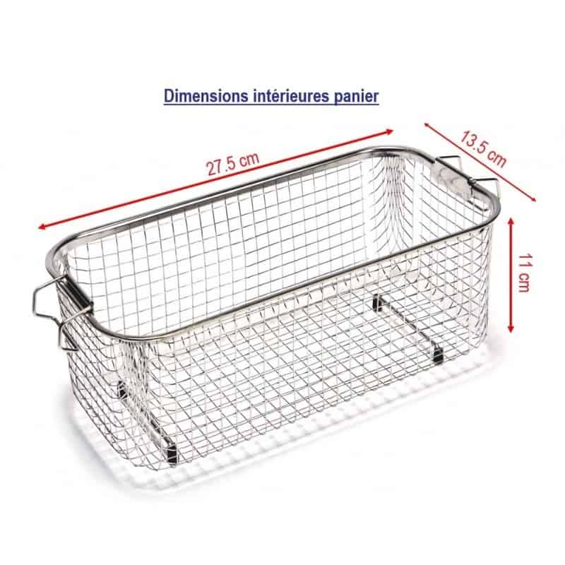 Dimension du panier fourni avec le bac ultrasons 6L SWEEP TURBO DEGAS