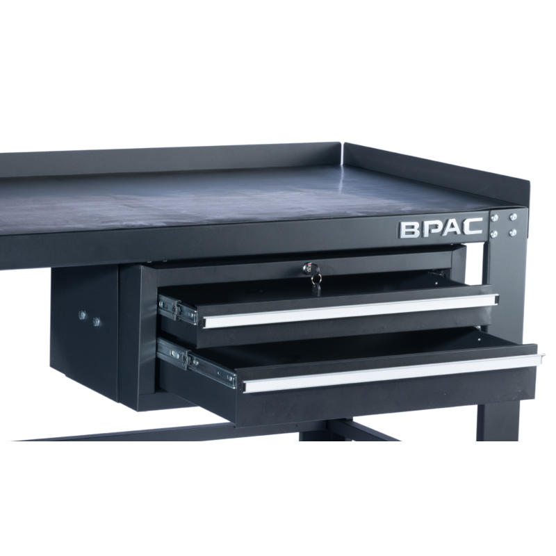 détail des tiroirs de la table établi avec tapis nitrile par BPAC