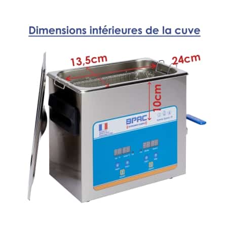 dimensions interieures cuve ultrason 3L digital