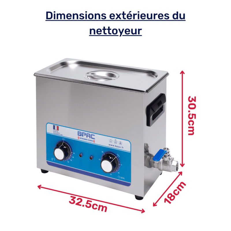 dimensions extérieures de la cuve BPAC 6L analogique