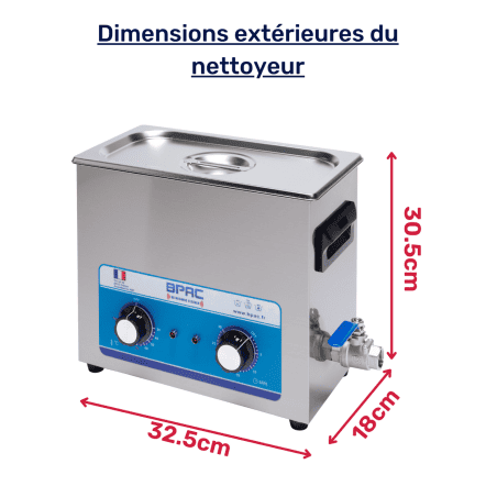 dimensions extérieures de la cuve BPAC 6L analogique