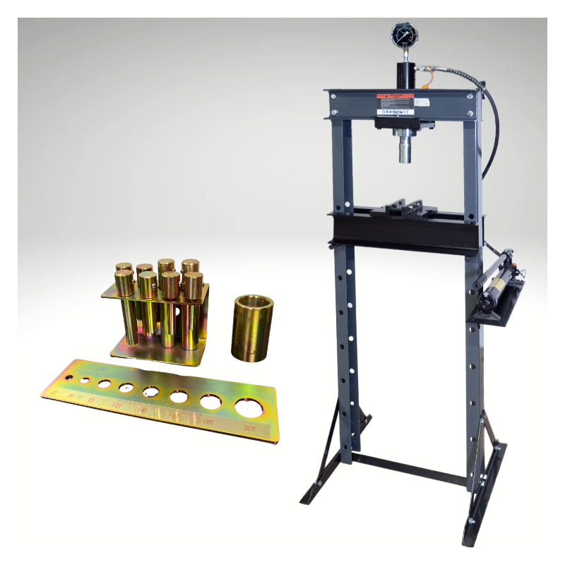Pack Presse hydraulique 20T avec pompe d'assistance hydraulique + Poinçons