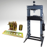 Pack Presse hydraulique 30T pompe d'assistance  et  commande au pied + Poinçons