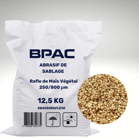 Abrasif végétal Rafle de Maïs végétale GM30, 250-800 microns, sac de 12,5kg