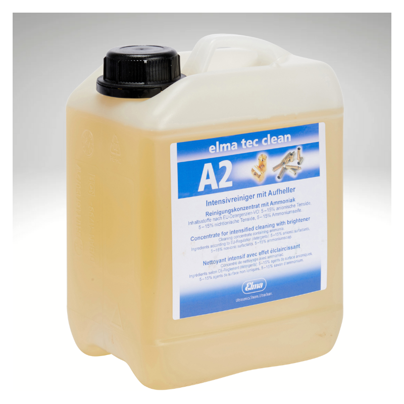 Elma Tec Clean A2, bidon de deux litres et demi, vue de profile/ face