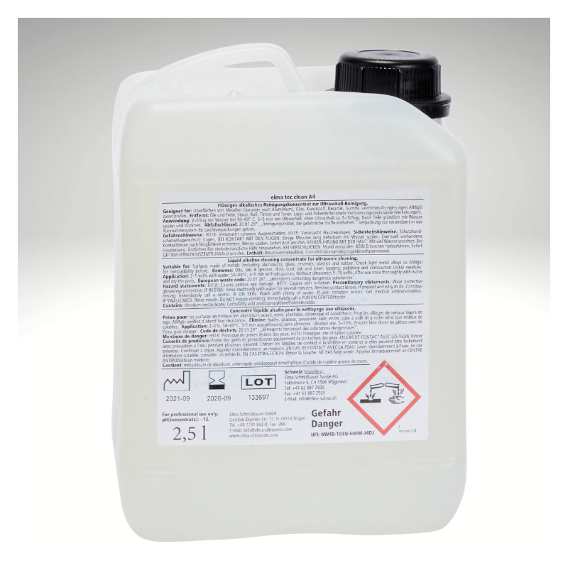 Elma Tec Clean A4, vue de dos - bidon de 2,5L - conseils utilisation