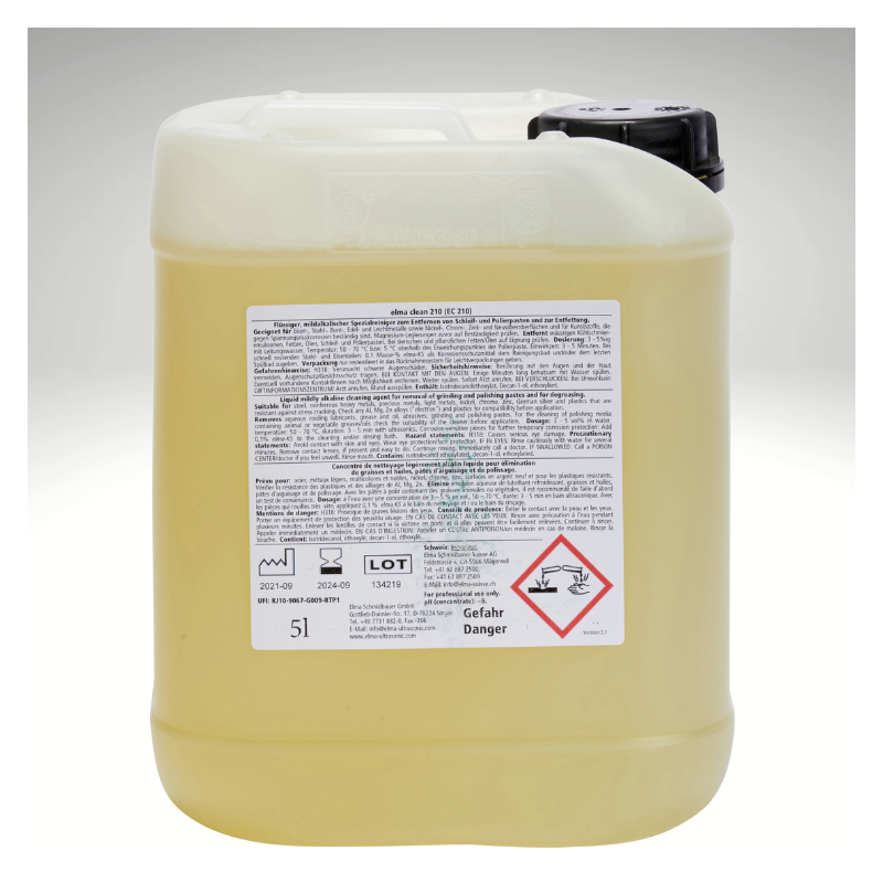 ELMA CLEAN 210, détergent alcalin doux pour ultrasons pour Armes, protège le brunissage et bronzage
