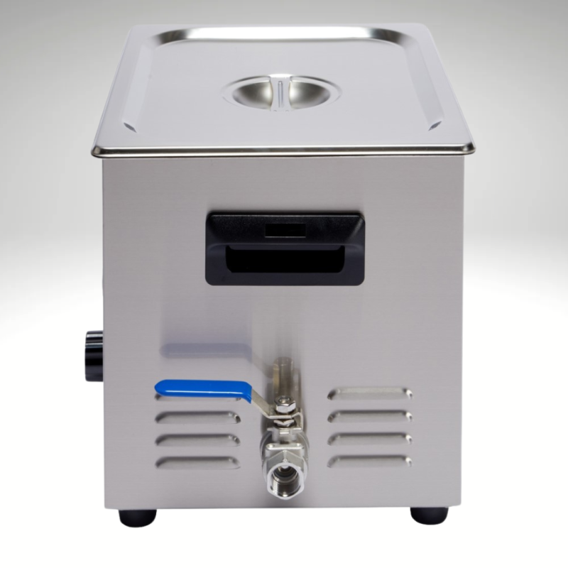 Vue de profil de la cuve ultrasons BPAC 10L analogique, vanne de vidange