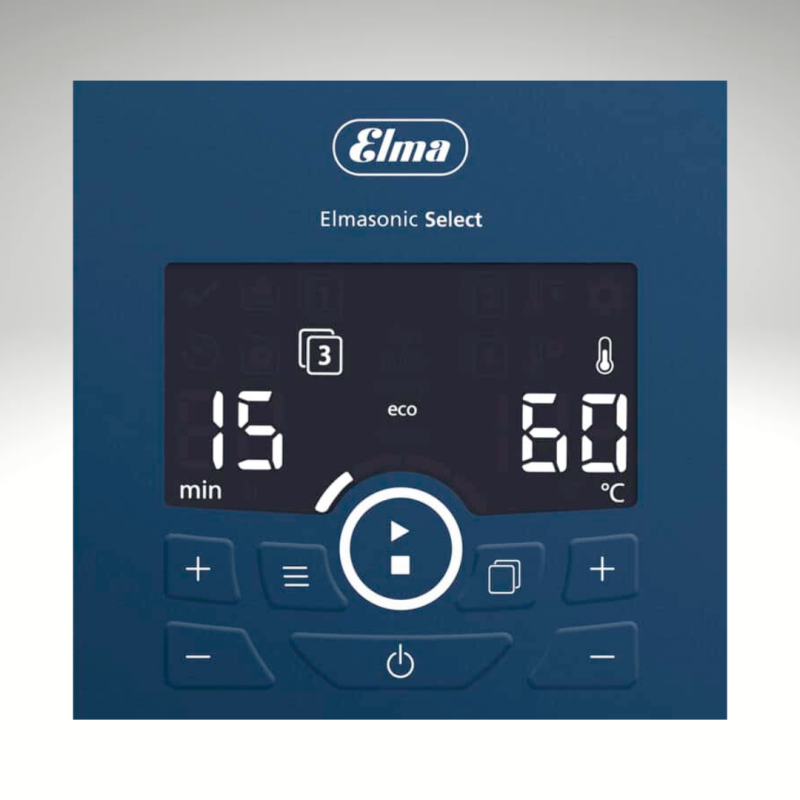 Zoom sur l'interface du nettoyeur ultrasons ELMASONIC SELECT180 14,2Litres