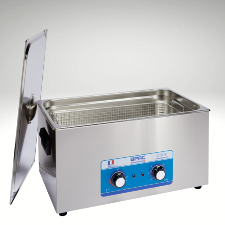 Nettoyeur Ultrasons BPAC 20 litres Analogique vue intérieur cuve + panier Nettoyeur Ultrasons BPAC 20 litres Analogique vue intérieur cuve + panier
