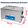 Dimensions extérieures de la cuve à ultrasons BPAC 20L analogique Dimensions extérieures de la cuve à ultrasons BPAC 20L analogique