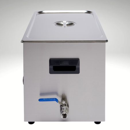 Vue de profil bac à ultrasons 28litres analogique BPAC Vue de profil bac à ultrasons 28litres analogique BPAC