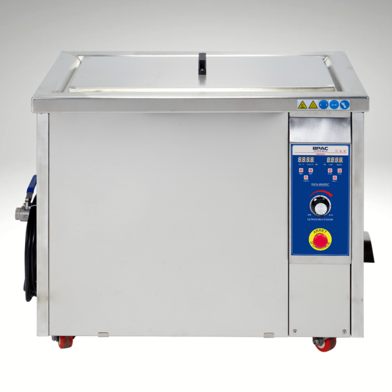 Vue de face nettoyeur Ultrasons INDUSTRIEL 58 litres, 28 Khz Cuve renforcée