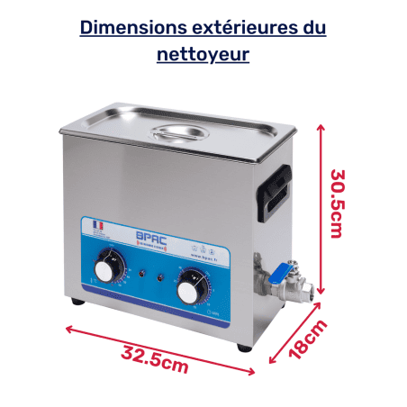 Photographie d'un Pack Nettoyeur Ultrasons 6 litres Analogique + panier maille fine 70 Photographie d'un Pack Nettoyeur Ultrasons 6 litres Analogique + panier maille fine 70
