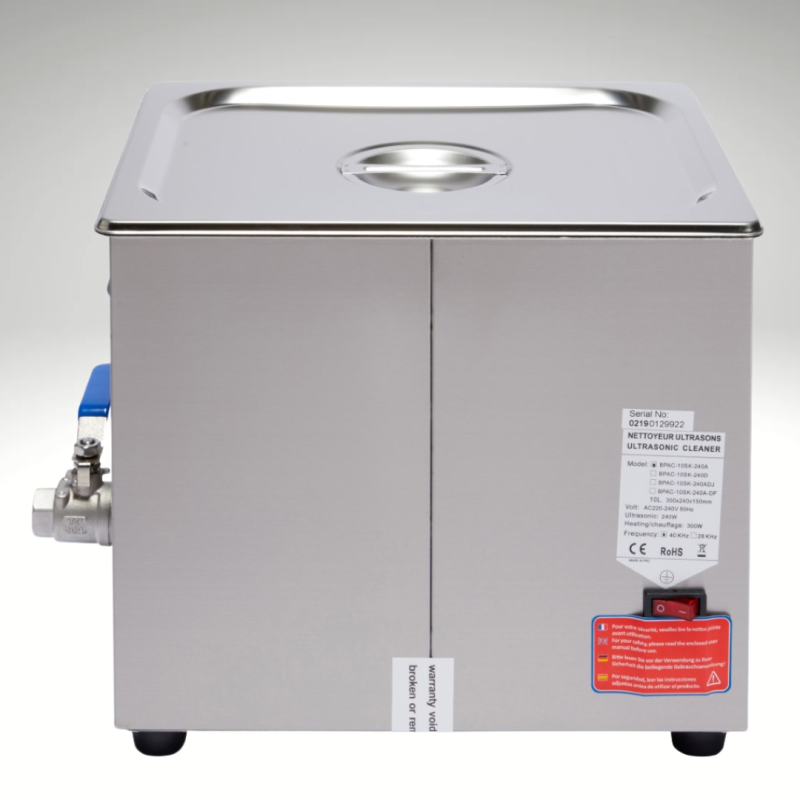 Vue de dos du bac ultrasons BPAC 10 litres analogique