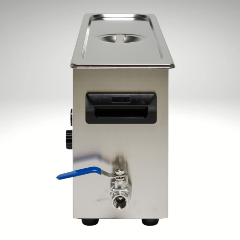 Vue côté vanne de vidange de la cuve ultrasons BPAC spéciale vétérinaires
