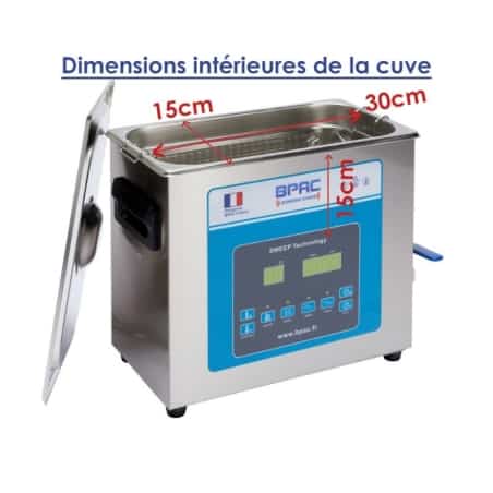 BPAC Nettoyeur ultrasons 6 litres Fonctions Sweep, Degas et Turbo