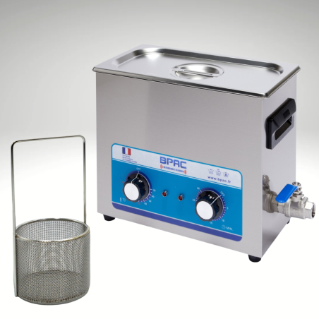 Photographie d'un Pack Nettoyeur Ultrasons 6 litres Analogique + panier maille fine 70