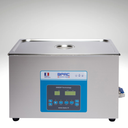 Vue de face du nettoyeur Ultrasons BPAC 20 litres SWEEP+DEGAS Vue de face du nettoyeur Ultrasons BPAC 20 litres SWEEP+DEGAS