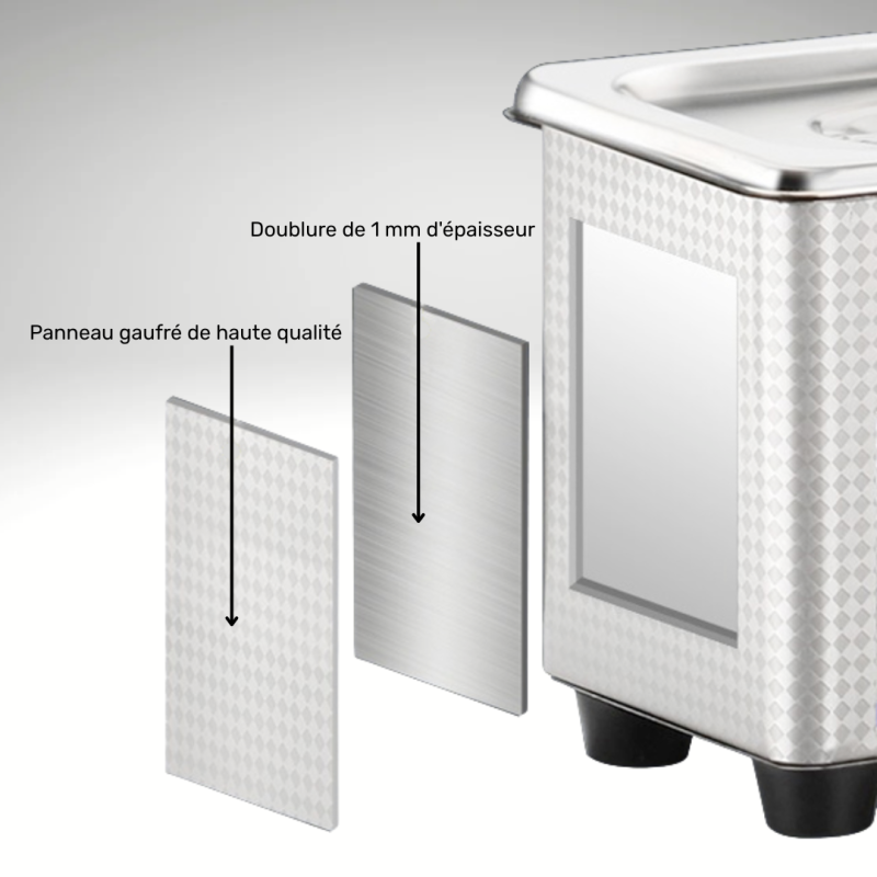 Composition des panneaux du nettoyeur ultrasons 0,8 litres