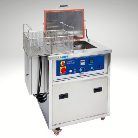 Vue cuve ouverte et son panier, nettoyeur Ultrasons INDUSTRIEL BPAC 77 litres, 550x400x350mm 40 kHz Vue cuve ouverte et son panier, nettoyeur Ultrasons INDUSTRIEL BPAC 77 litres, 550x400x350mm 40 kHz