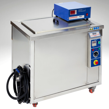 Nettoyeur ultrasons industriel BPAC 206  litres, 750x550x500mm, 28 kHz, vue de profil avec générateur