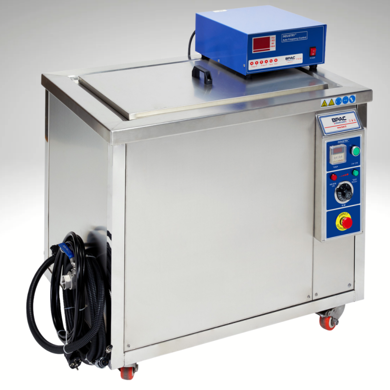 Nettoyeur Ultrasons INDUSTRIEL 210L vue de profil, avec générateur