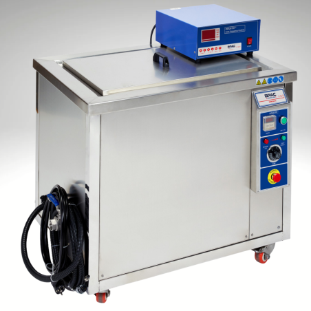 Nettoyeur Ultrasons INDUSTRIEL 210L vue de profil, avec générateur Nettoyeur Ultrasons INDUSTRIEL 210L vue de profil, avec générateur