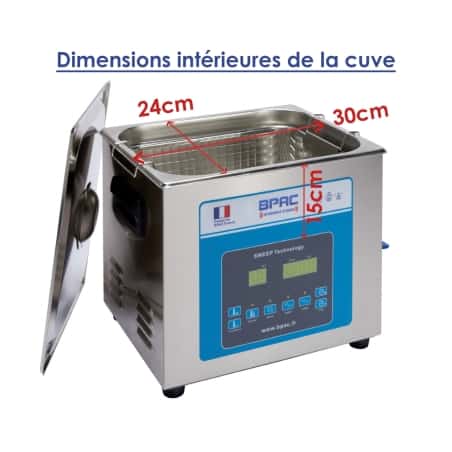 Dimension de l'intérieur de la cuve BPAC 10 litres Sweep + turbo