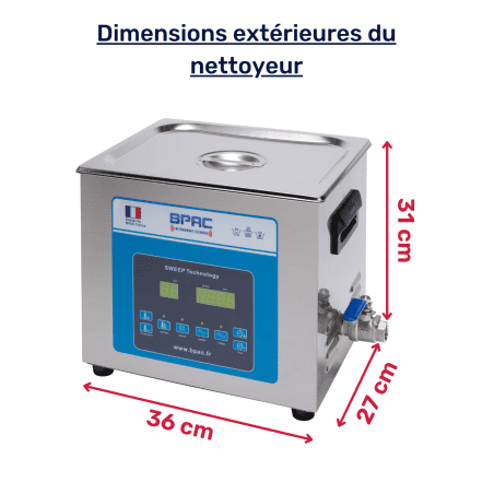 mesures extérieures du nettoyeur BPAC 10 L Sweep