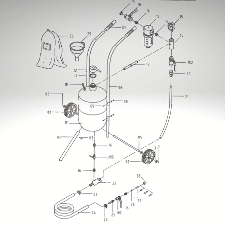 Schéma de la sableuse et ses accessoires Schéma de la sableuse et ses accessoires