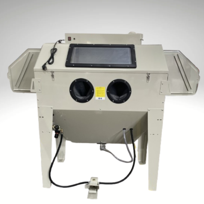 cabine de sablage professionnelle 420L vue de face - portes latérales ouvertes