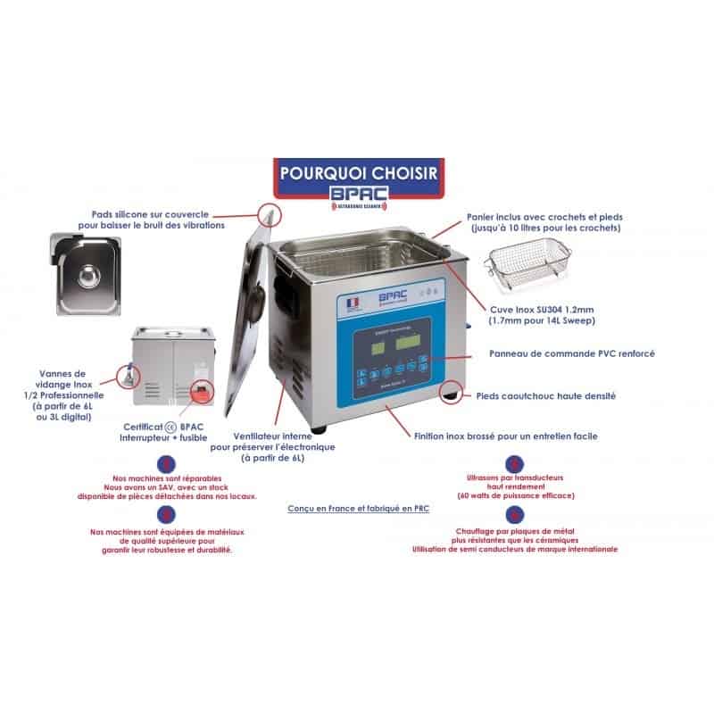 Nettoyeur à ultrasons avec minuterie mécanique, 0.5 gal