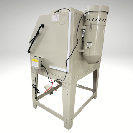 Vue de côté/ de dos de la cabine de sablage 1200 litres