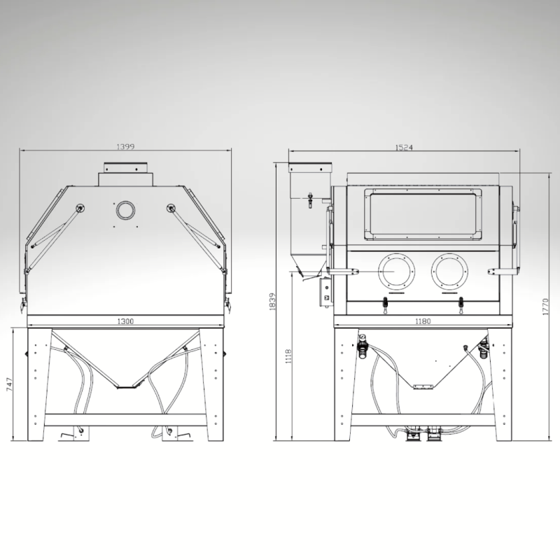 Plans de la cabine de sablage 1200 litres