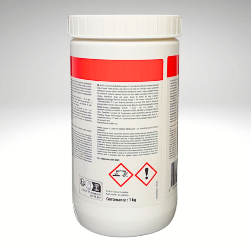ALKA5 Détergent ultrason, poids : 1 Kg, vue de dos