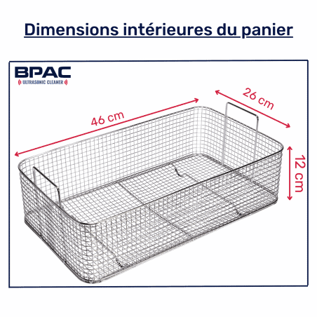 panier standard pour cuve ultrason bpac 30 litres analogique