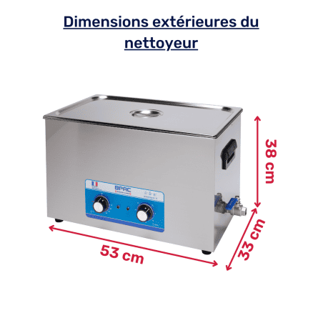 Dimensions extérieures du nettoyeur 28 litres analogique