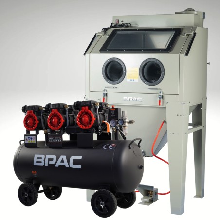pack promo cabine de sablage 350 L et compresseur 100 L silencieux