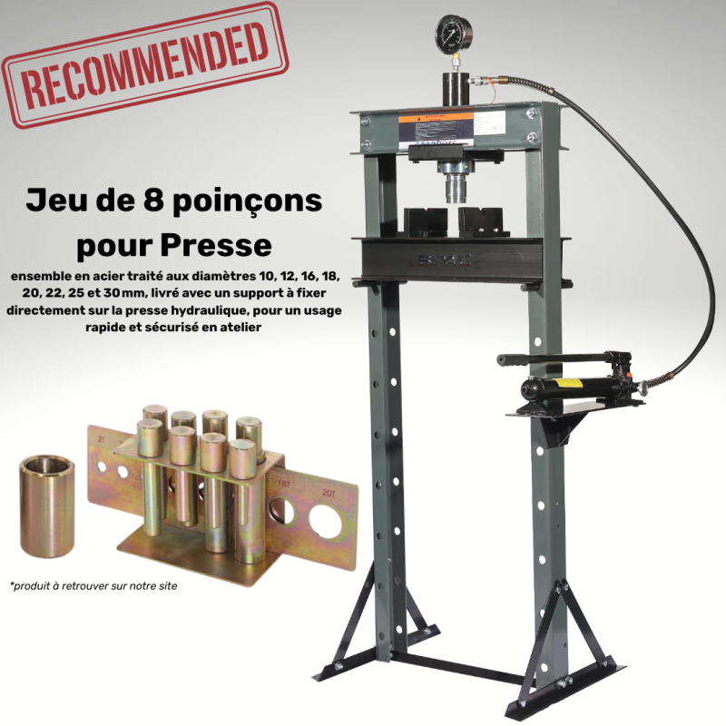 Produit additionnel recommandé : jeu de 8 poinçons pour presses