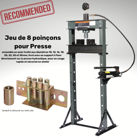 Produit additionnel recommandé : jeu de 8 poinçons pour presses Produit additionnel recommandé : jeu de 8 poinçons pour presses