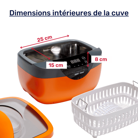 Nettoyeur ultrasons 2.5 litres ORANGE domestique puissant pour sa