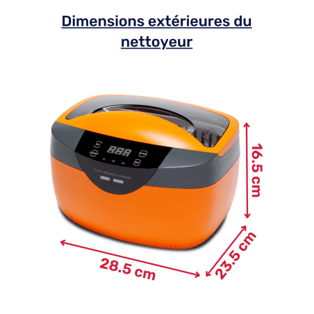 dimensions extérieures du bac ultrasons bpac 2.5 L domestique
