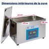 Dimensions intérieures de la cuve Ultrasons BPAC 20 litres SWEEP+DEGAS