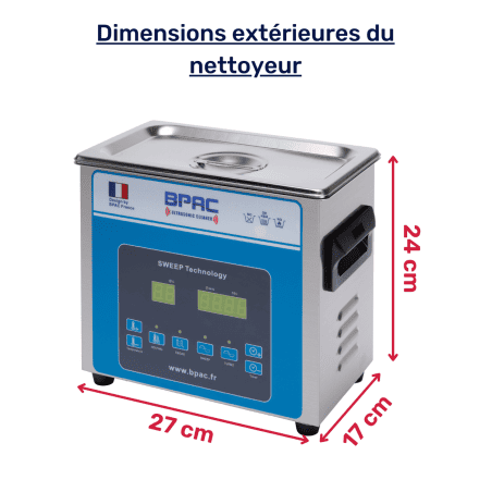 dimension exterieure cuve BPAC 3 litres sweep