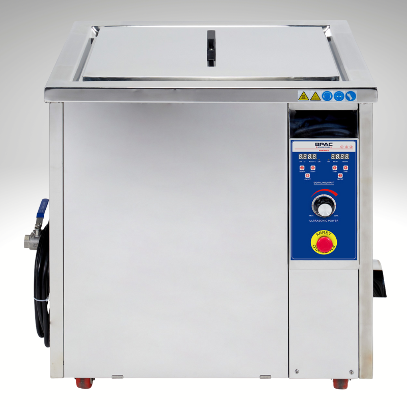 Vue de face vue de face, ouvert, du nettoyeur Ultrasons INDUSTRIEL BPAC 77 litres, 550x400x350mm 40 kHz