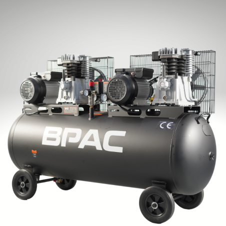 Vue de profil compresseur d'air 200L 2x3 CV à courroie BPAC