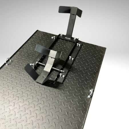 Bloque Roue Moto BPAC installé sur table levage BPAC