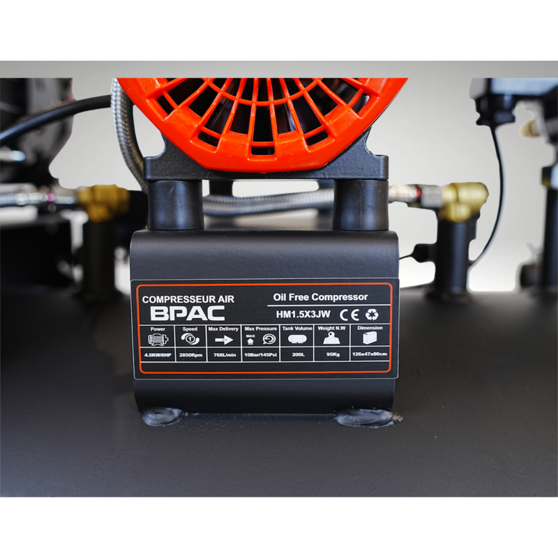 Compresseur 200 L silencieux sans huile Monophasé specifications